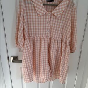 Peach Gingham Dress